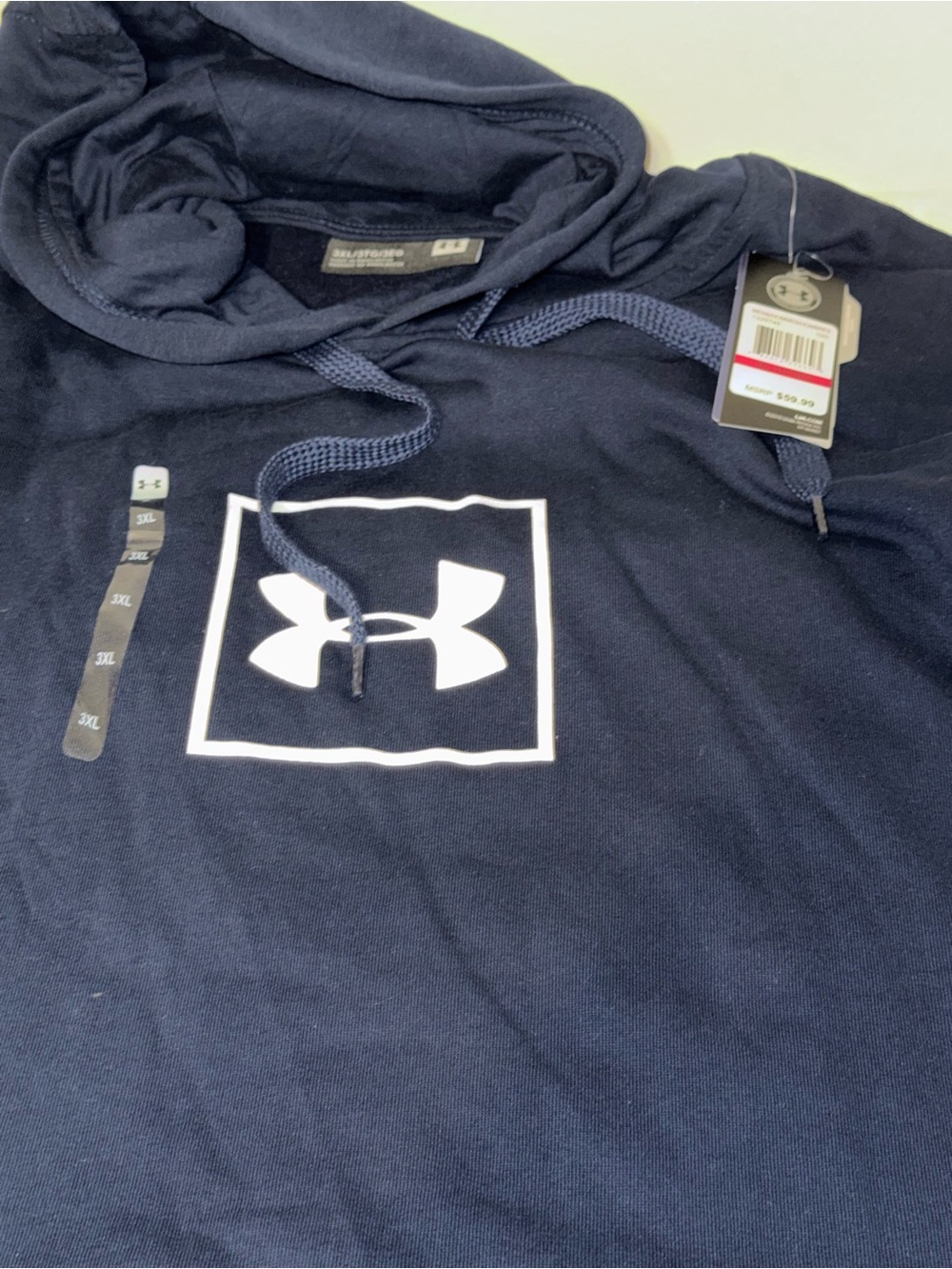 Under Armour Men’s Navy Crewneck Hoodie with White Logo
